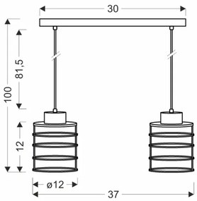 Luster na lanku GLOB 2xE27/40W/230V čierna