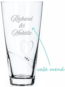 Sklenená váza k výročiu Diamante Romance s menami