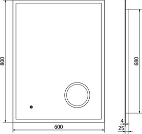 Mexen Kala, LED kúpeľňové zrkadlo s podsvietením a kozmetickým zrkadlom 60 x 80 cm, 6000K, ochrana proti zahmlievaniu, 9820-060-080-611-00