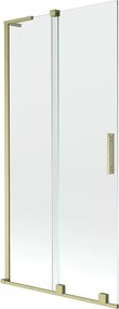 Mexen Velar L, 2-krídlová posuvná vaňová zástena 90 x 150 cm, 8mm číre sklo, zlatý matný profil, 896-090-003-01-55