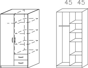 Šatníková skriňa Case, 91 cm, dub sonoma