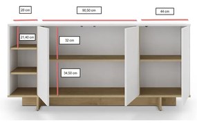 Nízka komoda v dekore duba v prírodnej farbe 170x80 cm Cequoia – Marckeric