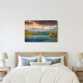 Obraz horskej rieky a hôr (90x60 cm)