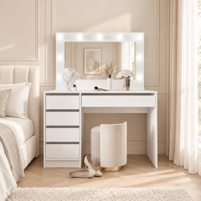 TOALETNÝ STOLÍK ANETT II BIELY MATNÝ + ZRKADLO LED 110 cm