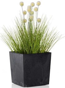 PLASTOVÝ KVETINÁČ FLORE 25X25 CM IMITÁCIA BETÓNU ČIERNA