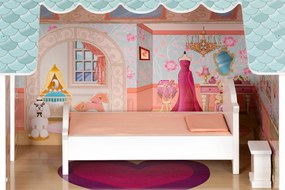 Veľký drevený domček pre bábiky ECOTOYS – 3 poschodia, 9 dielikov nábytku (pre Barbie)