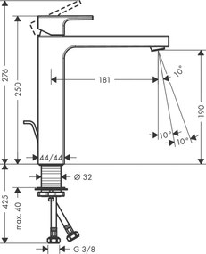 Hansgrohe Vernis Shape, vysoká umývadlová batéria s výpustom, EcoSmart, chrómová, HAN-71562000