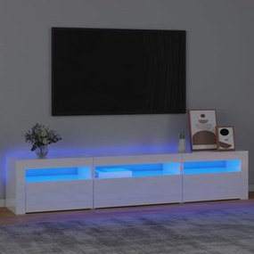 TV skrinka s LED svetlami lesklá biela 195x35x40 cm