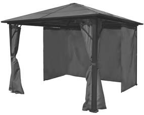 vidaXL Altánok so závesmi, antracitový, hliníkový 300x300 cm