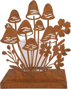 Slovenština Rustikálny hrdzavý svietnik s hubkami Mushroom Rust - 12*12*15 cm