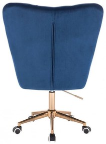 LuxuryForm DESIGN Kreslo AURORA VELUR na zlatej podstave s kolieskami - modré