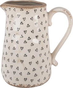 Béžový keramický džbán so srdiečkami Hearti - 21*15*23 cm