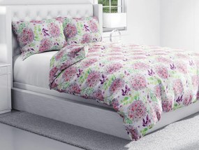 Biante Bavlnené posteľné obliečky Sandra SA-385 Ružové cibuľové kvety na bielom Jednolôžko 140x200 a 70x90 cm