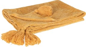 Okrový PED zdobený ornamentmi a strapcami Fayola - 146 * 190 cm