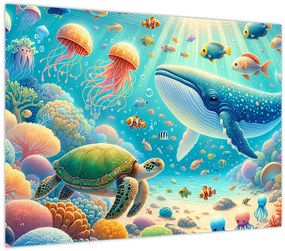 Sklenený obraz - Svet pod hladinou (70x50 cm)