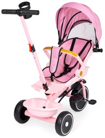 Trojkolka 2v1 otočné sedadlo a skladacia strieška ružová - ECOTOYS