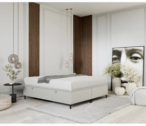 Svetlosivá čalúnená dvojlôžková posteľ s úložným priestorom 200x200 cm Tate – Maison de Rêve