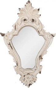 Biele antik nástenné zrkadlo s ornamentami Brocante - 27*5*42 cm