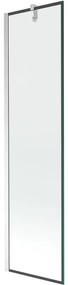 Mexen Next, vaňová zástena 1-krídlová 50 x 150 cm, fixné krídlo, 6 mm číre sklo s čiernym vzorom, chrómový profil, 895-050-000-00-70-01