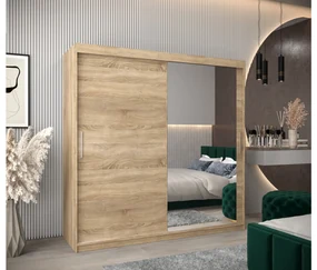 Šatníková skriňa 200 cm Toki 2 (Dub sonoma + Biela matná). Vlastná spoľahlivá doprava až k Vám domov. 1065024