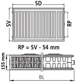 Kermi Therm Profil-Kompakt doskový radiátor 33 200 / 1800 FK0330201801NXK