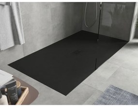 Mexen Hugo, obdĺžniková sprchová vanička SMC 150 x 100 cm, čierna, čierna krytka, 42701015-B