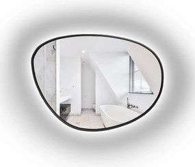 Nepravidelné zrkadlo Agat v čiernom ráme s Led podsvietením 189x140