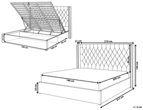 Zamatová posteľ s úložným priestorom 180 x 200 cm sivá LUBBON Beliani