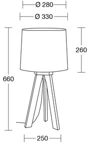 HerzBlut Tre stolná lampa, olejovaný dub, 68 cm