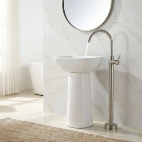 Rea Lungo, voľne stojaca umývadlová batéria, brúsená oceľ, REA-B4305