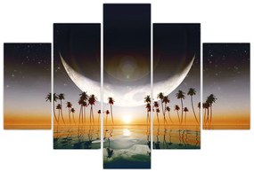 Obraz - Mesiac nad palmami (150x105 cm)