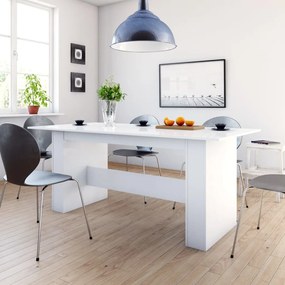 Jedálenský stôl lesklý biely 180x90x76 cm drevotrieska 800474
