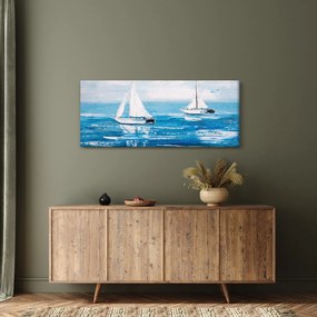 Obraz - Maľba jachty na mori (120x50 cm)
