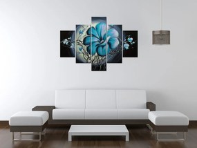 Gario Ručne maľovaný obraz Modrá živá krása - 5 dielny Rozmery: 100 x 70 cm