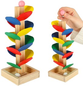 KIK Montessori drevený kulodrom – vzdelávacia veža s guľôčkami