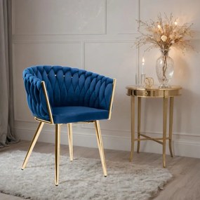 Jedálenská stolička COFTON zamatová, zlatá / granátová