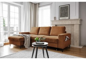 Oranžovohnedá menčestrová rozkladacia rohová pohovka (ľavý roh) Lofty Lilly – Miuform