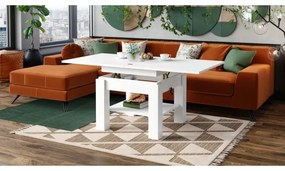 Rozkladací konferenčný/jedálenský stôl so zvíhacou doskou CALEB biela