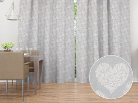 Biante Dekoračný záves PML-071 Srdce s ornamentami na sivom 145x140 cm