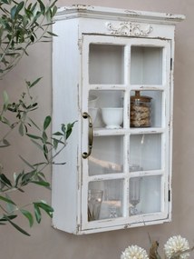 Krémová antik nástenná drevená skrinka s dvierkami Mallia - 44*17*70cm