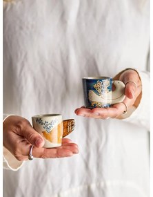 Modré/krémové šálky v súprave 2 ks na espresso z kameniny 55 ml Hezha – Bloomingville
