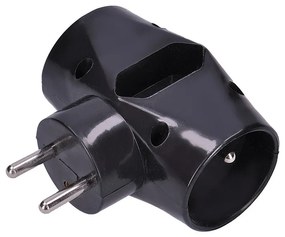 SOLIGHT Zásuvka rozbočovacia P92 IP20/230V/2x10A+1x2,5A, čierna