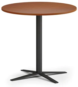 Konferenčný stolík AURA, priemer 80 cm, čierna podnož, čerešňa