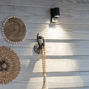 Vonkajšia nástenná lampa antracit IP44 s pohybovým senzorom - Solo