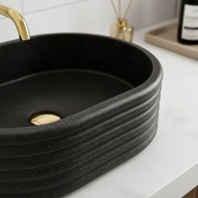 Rea Nicoletta, umývadlo na dosku 500x360x140 mm, imitácia kameňa-čierna, REA-U7345