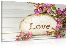 Obraz kameň s vyritým nápisom Love - 120x80