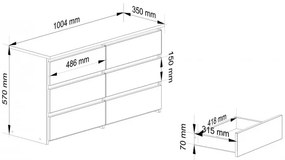 Komoda CL100 6SZ dub sonoma / biela