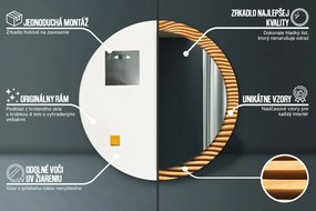 Okrúhle ozdobné zrkadlo Drevená vlna fi 100 cm