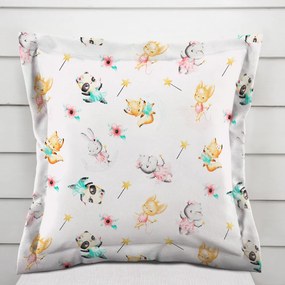 Biante Detská bavlnená obliečka na vankúš s lemom Sandra SA-671 Zvieratká baletky na bielom 35 x 45 cm