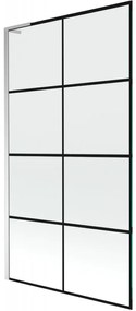 Mexen Next L, 1-krídlová vaňová zástena 100 x 150 cm, 6mm číre sklo-čierny vzor, chrómový profil, 895-100-000-03-77-01